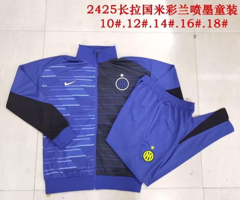 Kids AAA Quality Inter Milan 24/25 Blue Soccer Tracksuit