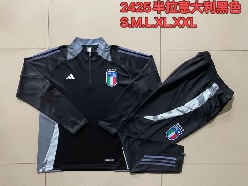 AAA Quality Italy 2024 Black Soccer Tracksuit