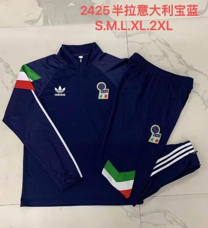 AAA Quality Italy 2024 Dark Blue Soccer Tracksuit 05