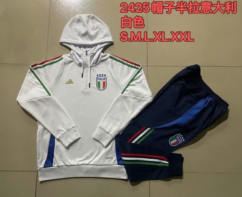 AAA Quality Italy 2024 White Soccer Tracksuit 03