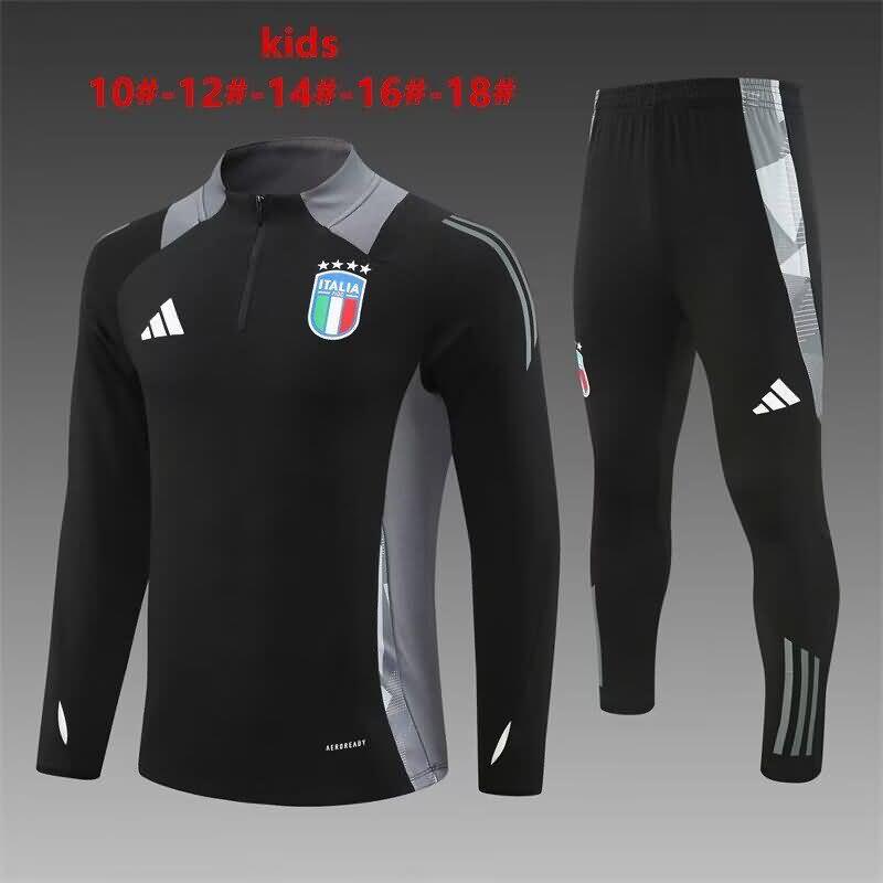 Kids AAA Quality Italy 2024 Black Soccer Tracksuit