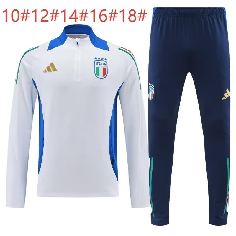 Kids AAA Quality Italy 2024 White Soccer Tracksuit