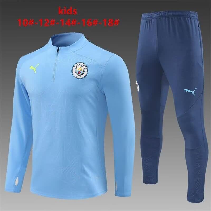 Kids AAA Quality Manchester City 24/25 Blue Soccer Tracksuit