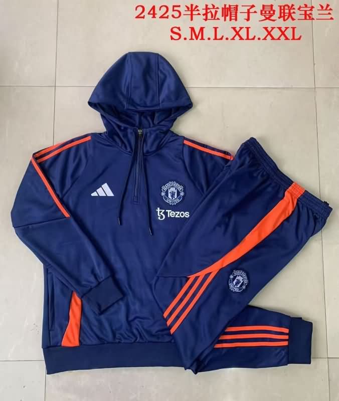 AAA Quality Manchester United 24/25 Dark Blue Soccer Tracksuit 06