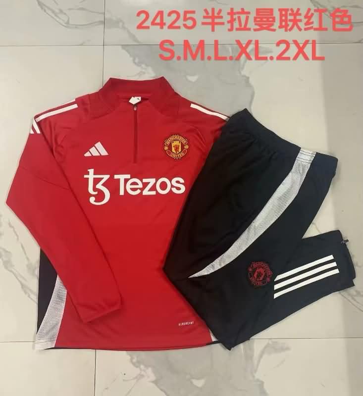 AAA Quality Manchester United 24/25 Red Soccer Tracksuit 03