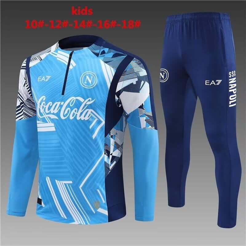 Kids AAA Quality Napoli 24/25 Blue Soccer Tracksuit