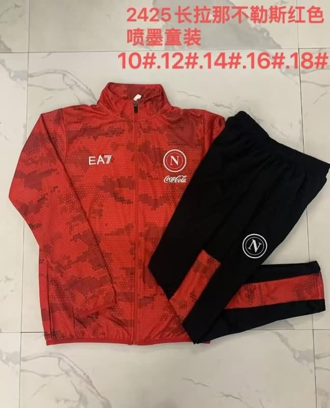 Kids AAA Quality Napoli 24/25 Red Soccer Tracksuit