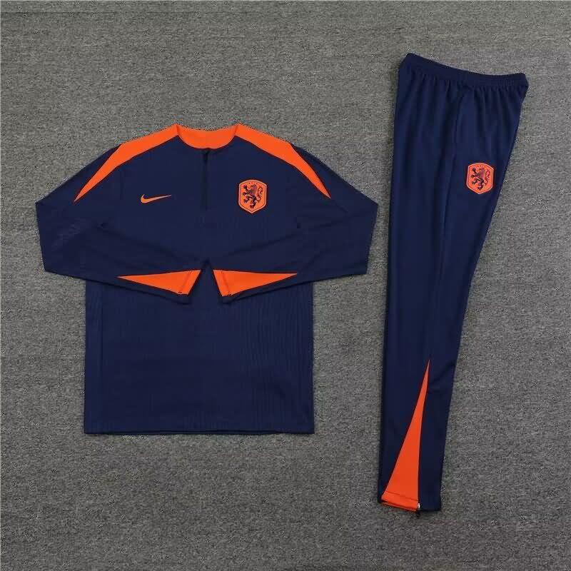 AAA Quality Netherlands 2024 Dark Blue Soccer Tracksuit