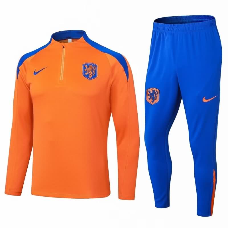 AAA Quality Netherlands 2024 Orange Soccer Tracksuit 02
