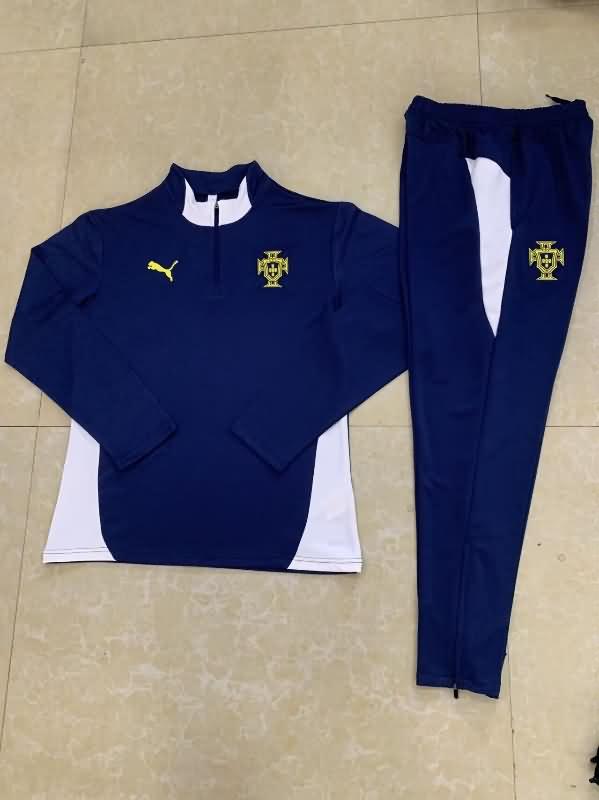 AAA Quality Portugal 2024 Dark Blue Soccer Tracksuit 02