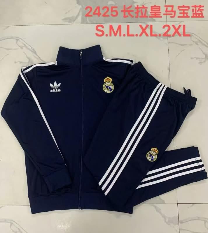 AAA Quality Real Madrid 24/25 Dark Blue Soccer Tracksuit 04