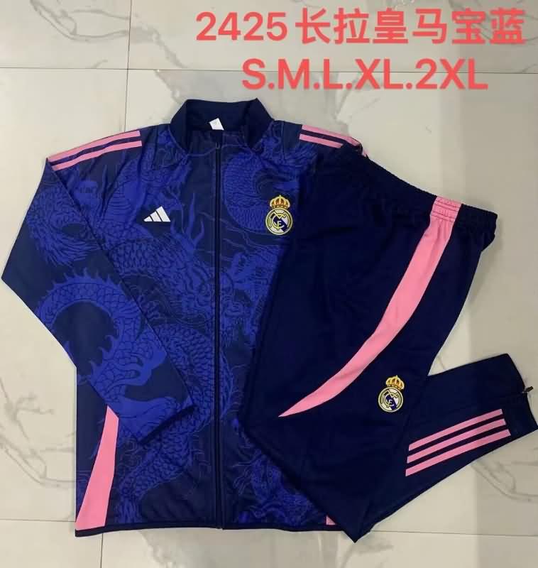 AAA Quality Real Madrid 24/25 Dark Blue Soccer Tracksuit 05