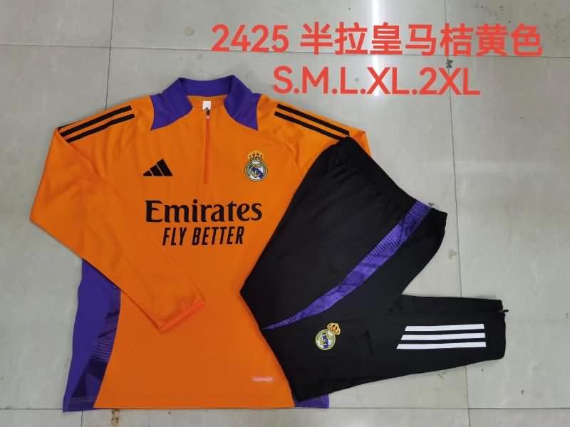 AAA Quality Real Madrid 24/25 Orange Soccer Tracksuit 02