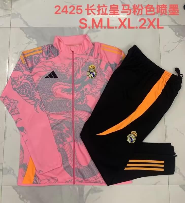 AAA Quality Real Madrid 24/25 Pink Soccer Tracksuit