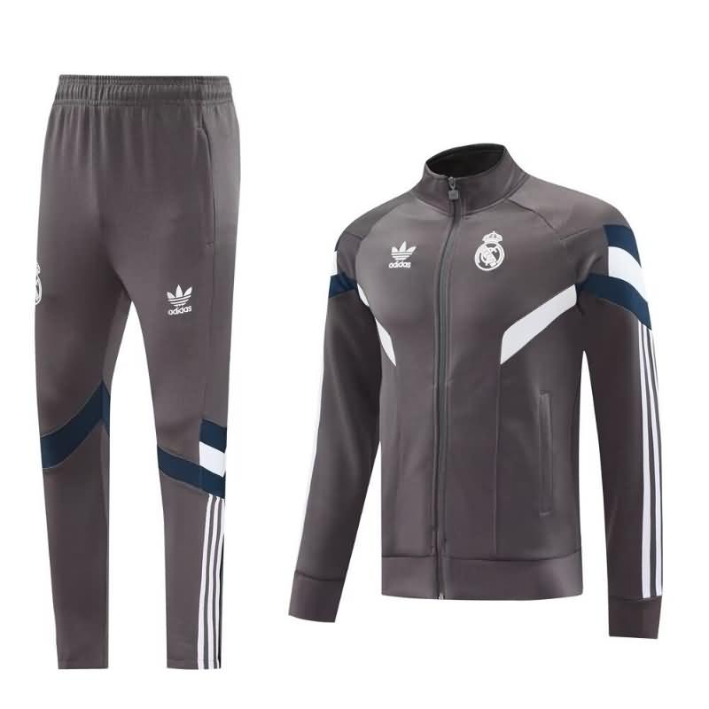 Kids AAA Quality Real Madrid 24/25 Grey Soccer Tracksuit