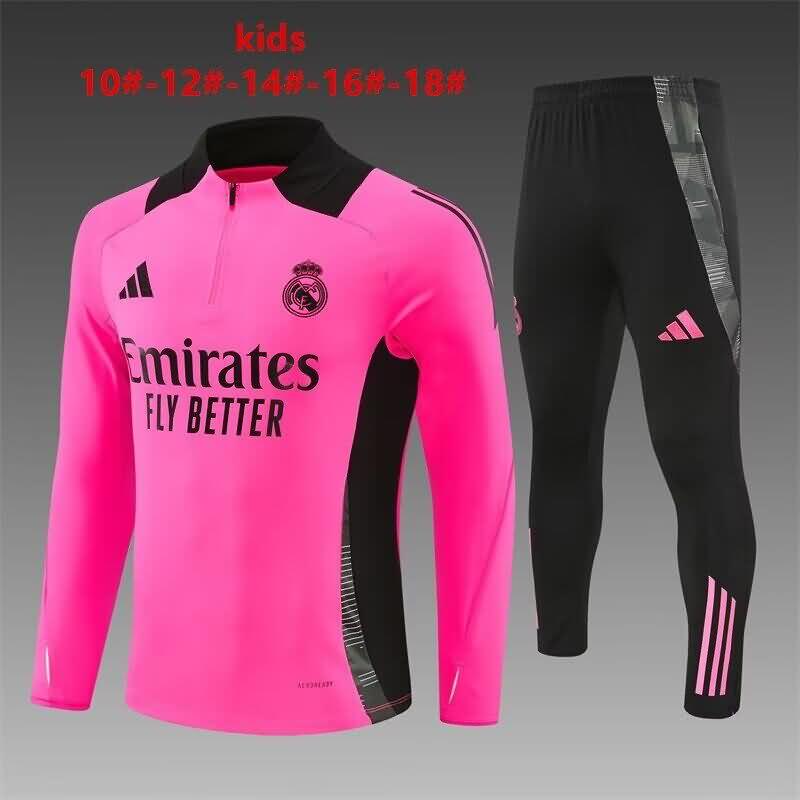 Kids AAA Quality Real Madrid 24/25 Pink Soccer Tracksuit