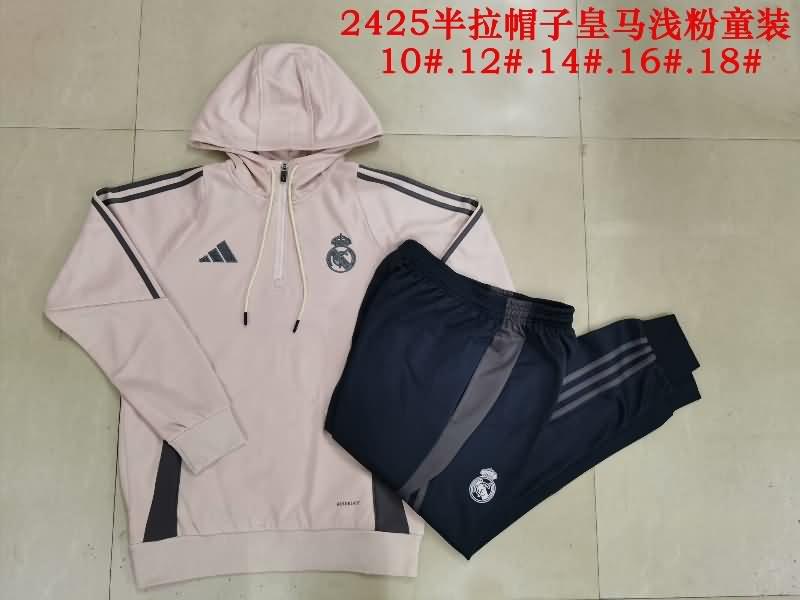 Kids AAA Quality Real Madrid 24/25 Pink Soccer Tracksuit 02