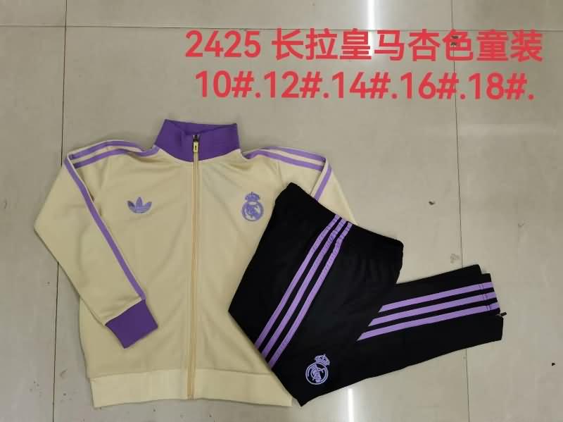 Kids AAA Quality Real Madrid 24/25 Yellow Soccer Tracksuit