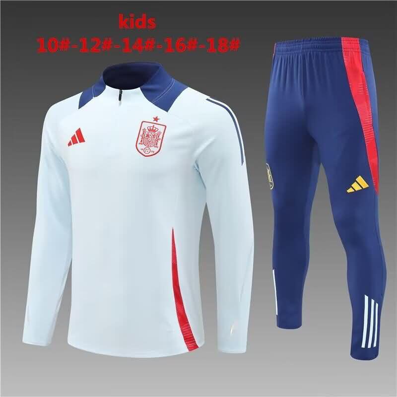 Kids AAA Quality Spain 2024 Light Blue Soccer Tracksuit