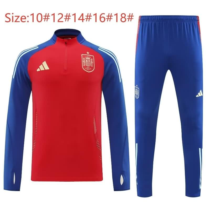Kids AAA Quality Spain 2024 Red Soccer Tracksuit