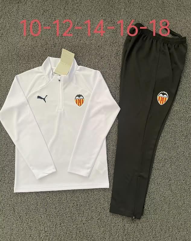 Kids AAA Quality Valencia 24/25 White Soccer Tracksuit