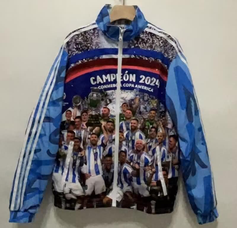 AAA Quality Argentina 2024 Blue White Reversible Soccer Windbreaker 02