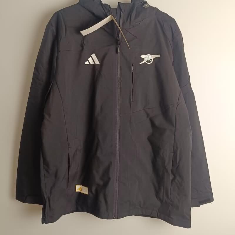 AAA Quality Arsenal 24/25 Black Soccer Windbreaker 03