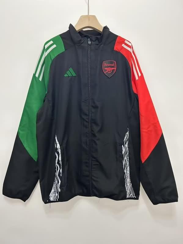 AAA Quality Arsenal 24/25 Black Soccer Windbreaker 04