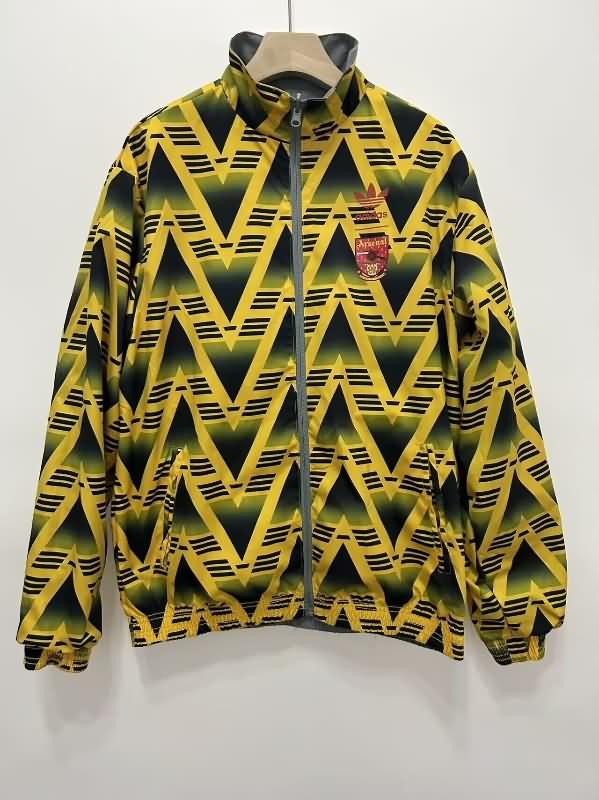 AAA Quality Arsenal 24/25 Yellow Grey Reversible Soccer Windbreaker