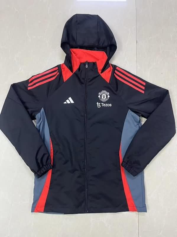 AAA Quality Manchester United 24/25 Black Soccer Windbreaker 03