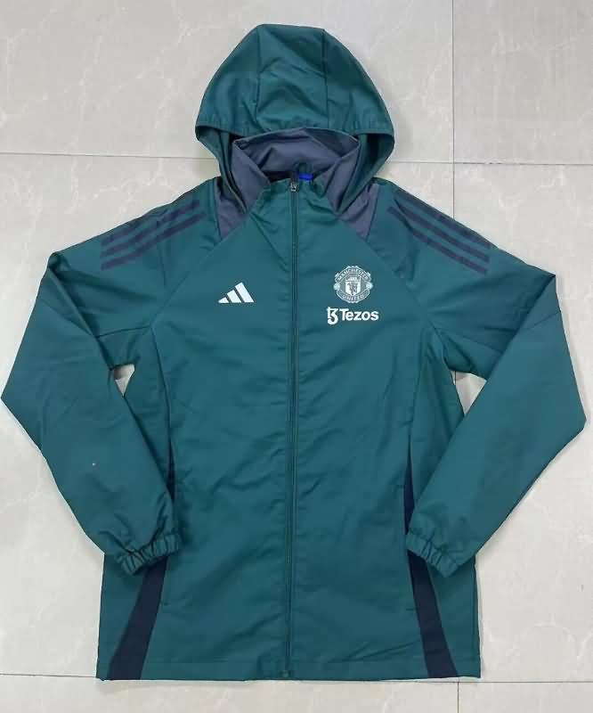 AAA Quality Manchester United 24/25 Green Soccer Windbreaker