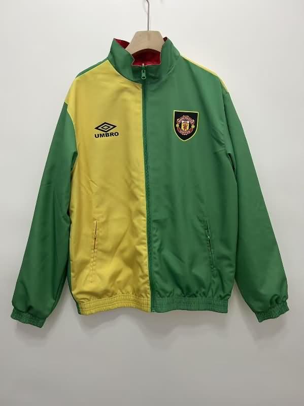 AAA Quality Manchester United 24/25 Green Red Reversible Soccer Windbreaker