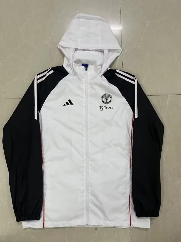 AAA Quality Manchester United 24/25 White Soccer Windbreaker