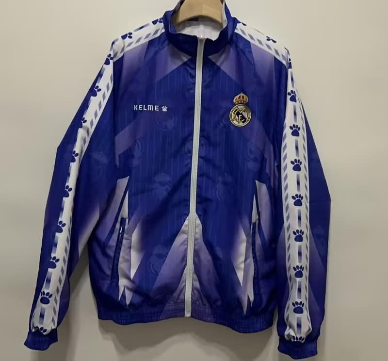 AAA Quality Real Madrid 24/25 Blue White Reversible Soccer Windbreaker