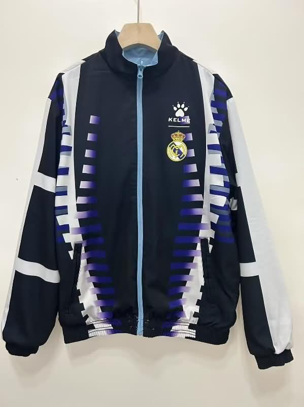 AAA Quality Real Madrid 24/25 Blue Dark Blue Reversible Soccer Windbreaker