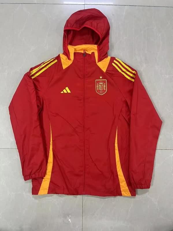 AAA Quality Spain 2024 Red Soccer Windbreaker