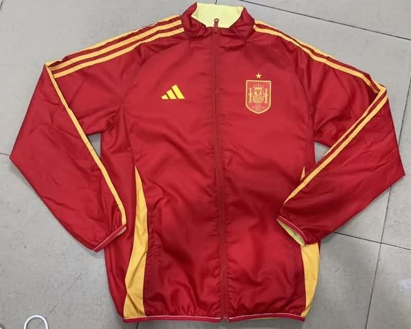 AAA Quality Spain 2024 Red Yellow Reversible Soccer Windbreaker