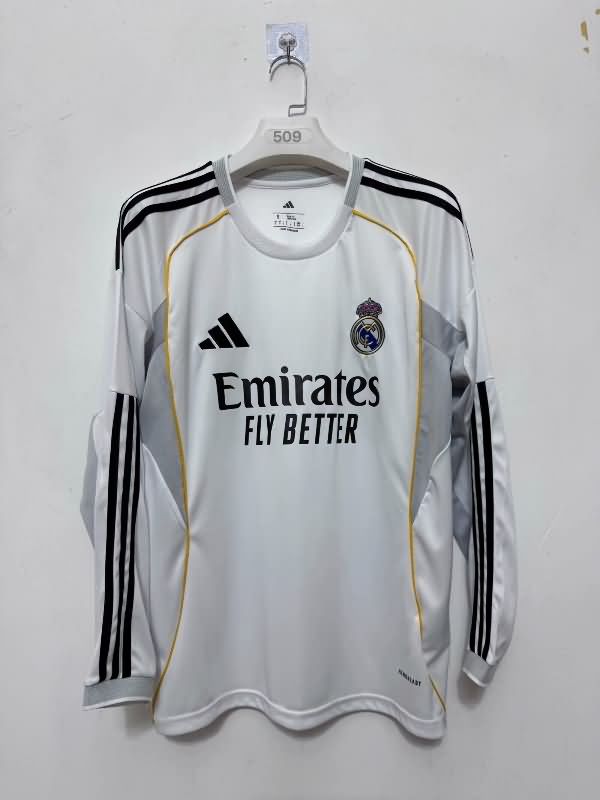 AAA Quality Real Madrid 25/26 Home Long Sleeve Soccer Jersey Leaked