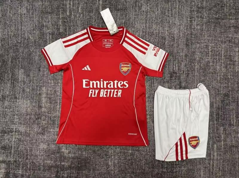 Kids Arsenal 25/26 Home Soccer Jersey And Shorts Leaked