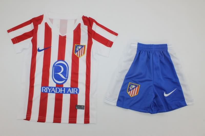 Kids Atletico Madrid 25/26 Home Soccer Jersey And Shorts Leaked