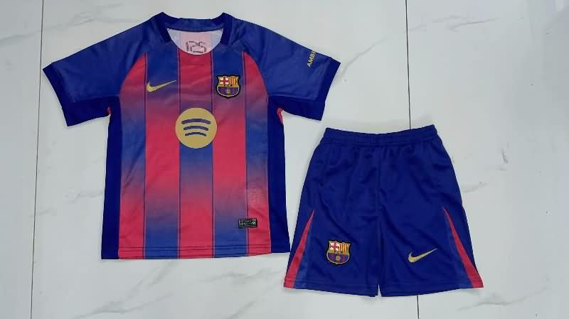 Kids Barcelona 25/26 Home Soccer Jersey And Shorts Leaked