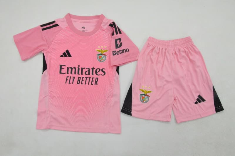 Kids Benfica 25/26 Goalkeeper Pink Soccer Jersey And Shorts Kids Benfica 25/26 Goalkeeper Pink Soccer Jersey And Shorts