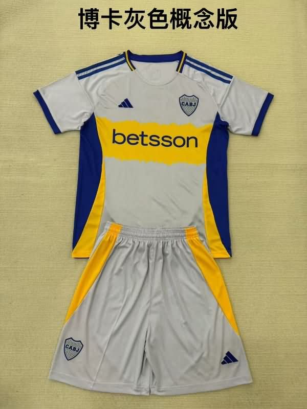 Kids Boca Juniors 25/26 Grey Soccer Jersey And Shorts