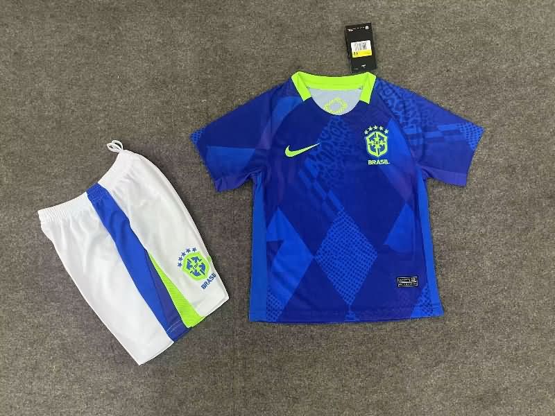 Kids Brazil 2025 Away Soccer Jersey And Shorts