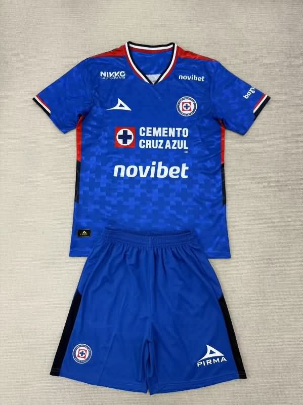 Kids Cruz Azul 25/26 Home Soccer Jersey And Shorts Kids Cruz Azul 25/26 Home Soccer Jersey And Shorts