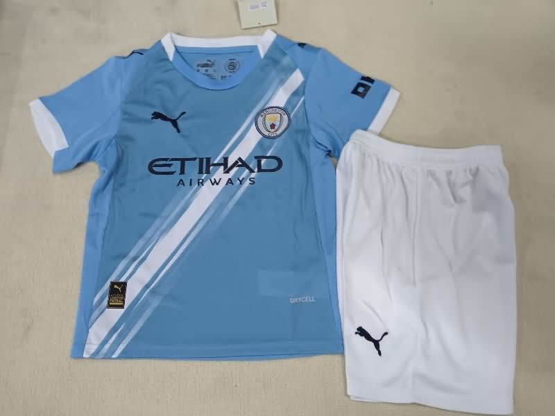 Kids Manchester City 25/26 Home Soccer Jersey And Shorts Leaked