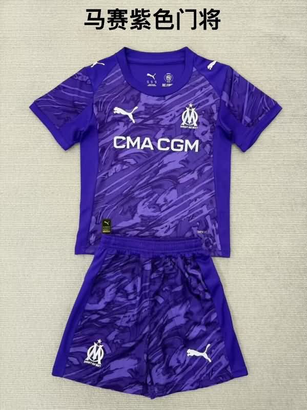 Kids Marseilles 25/26 Goalkeeper Purple Soccer Jersey And Shorts Kids Marseilles 25/26 Goalkeeper Purple Soccer Jersey And Shorts