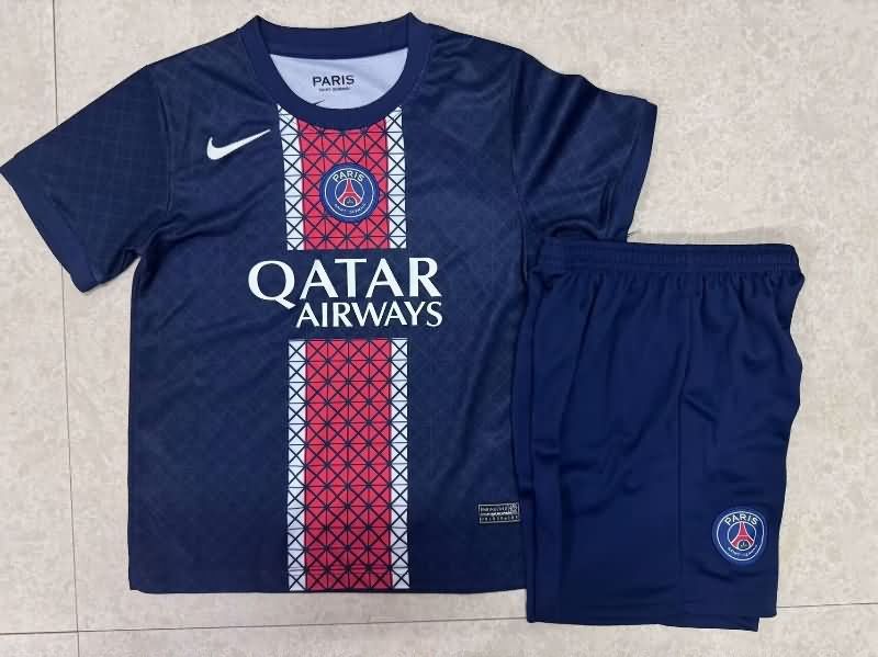 Kids Paris St German 25/26 Home Soccer Jersey And Shorts Leaked