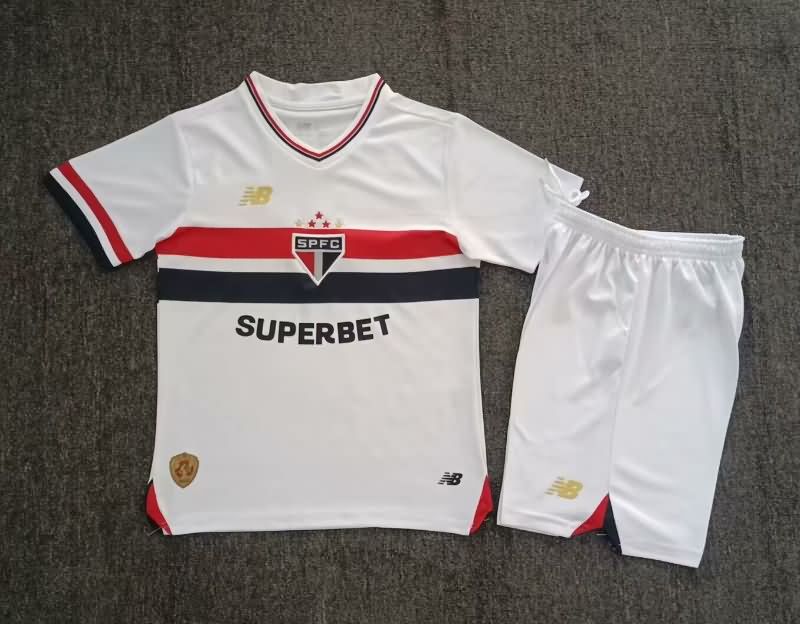 Kids Sao Paulo 2025 Home Soccer Jersey And Shorts