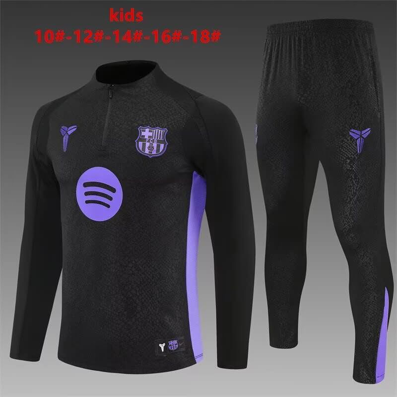 Kids AAA Quality Barcelona 25/26 Black Soccer Tracksuit 03 Kids AAA Quality Barcelona 25/26 Black Soccer Tracksuit 03